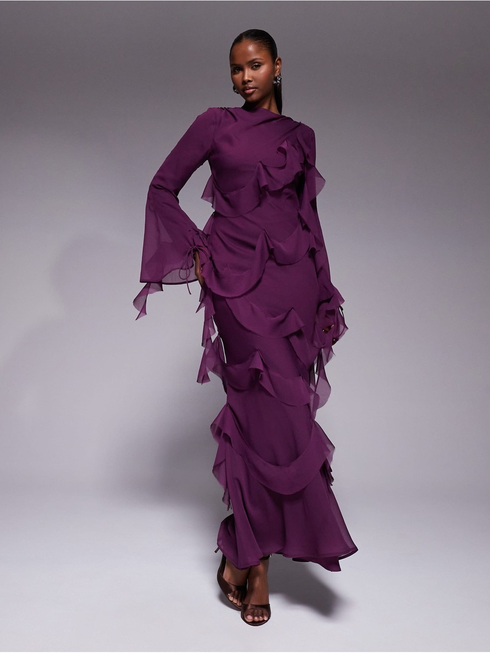ASOS Purple Ruffled Maxi Dress